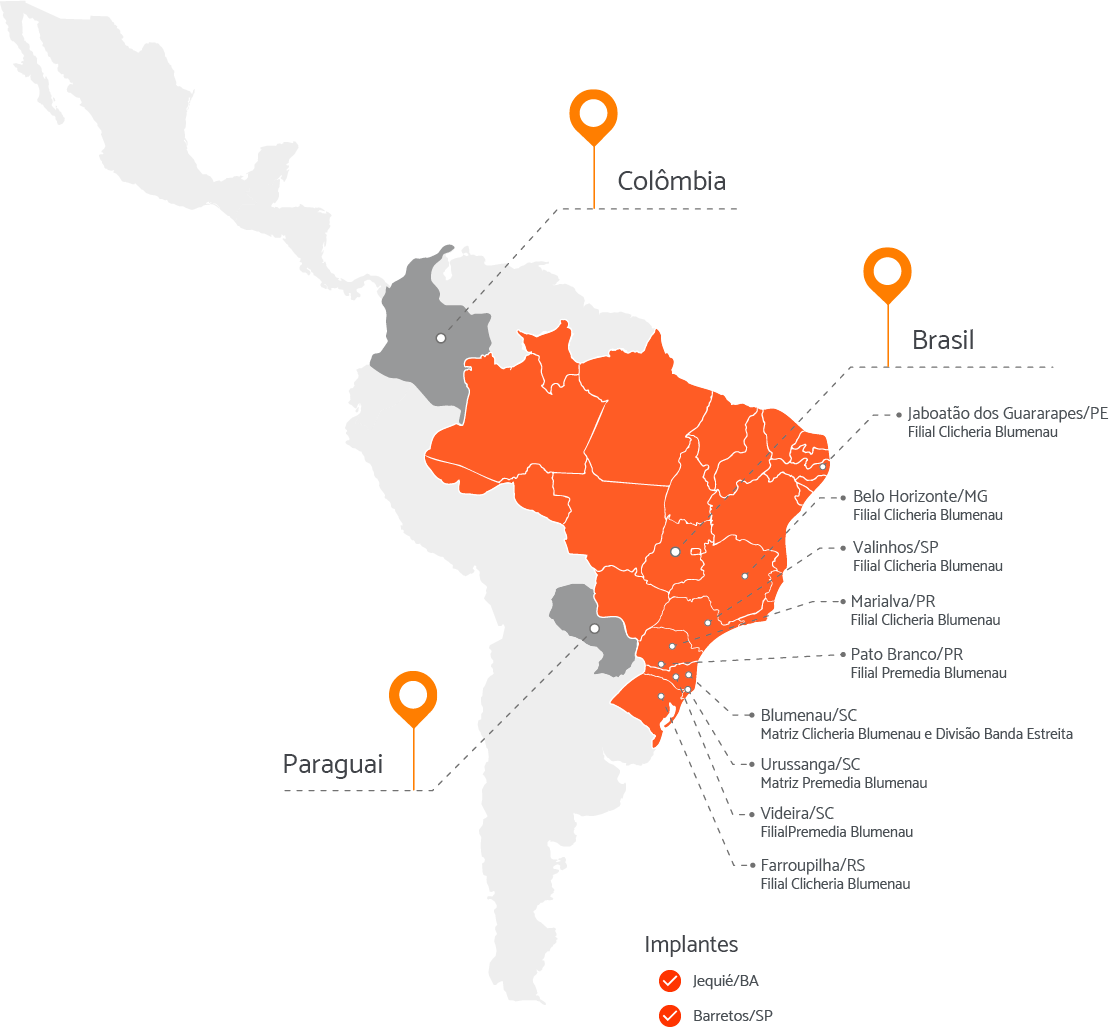 Clicheria Blumenau - Mapa das Filiais